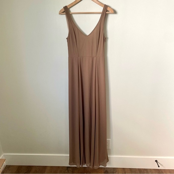 Show Me Your MuMu Jenn Maxi Dress Dune Beige Chiffon Bridal Party Dress - Picture 2 of 5